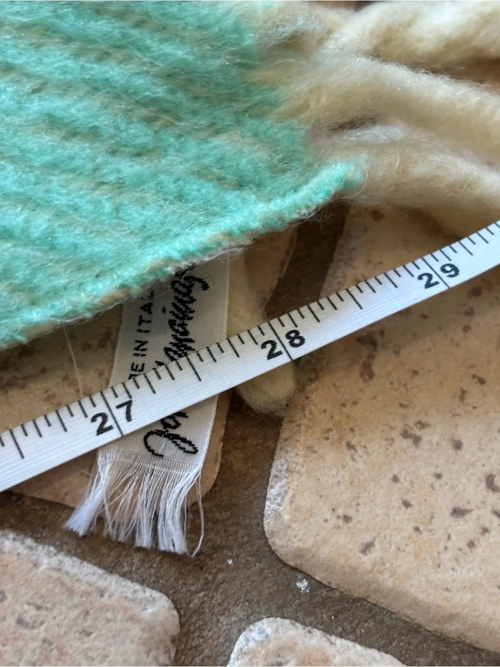 Vintage Italian Made Wool Pastel Stripe Throw Blanket Zambaiti S.P.A Pink Teal